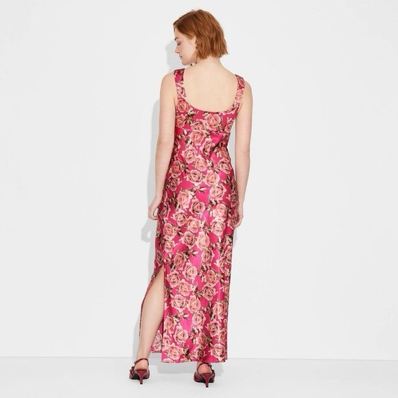 NWT Women's Cap Sleeve Satin Maxi Bodycon Holiday Dress - Wild Fable - Picture 2 of 3